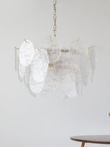 Modern Gold Wavy Glass Disc Chandelier Elegant Semi Flush Mount Ceiling Light