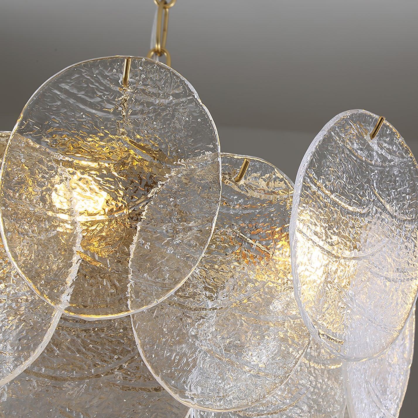 Modern Gold Wavy Glass Disc Chandelier Elegant Semi Flush Mount Ceiling Light