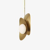 Modern Golden Petal Pendant Light with White Glass Globe Shade for Elegant Home Decor