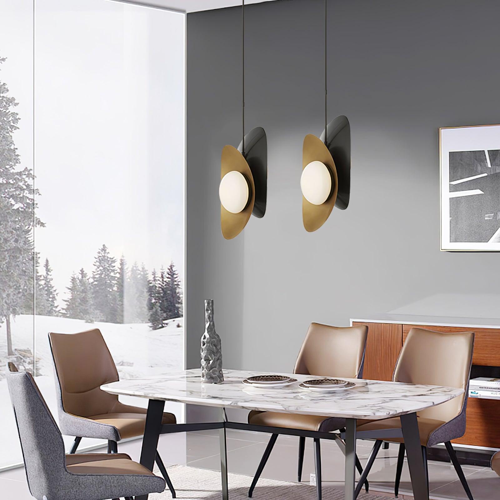 Modern Golden Petal Pendant Light with White Glass Globe Shade for Elegant Home Decor
