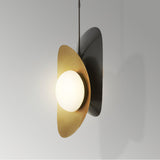 Modern Golden Petal Pendant Light with White Glass Globe Shade for Elegant Home Decor