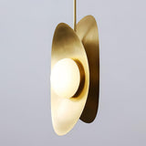 Modern Golden Petal Pendant Light with White Glass Globe Shade for Elegant Home Decor