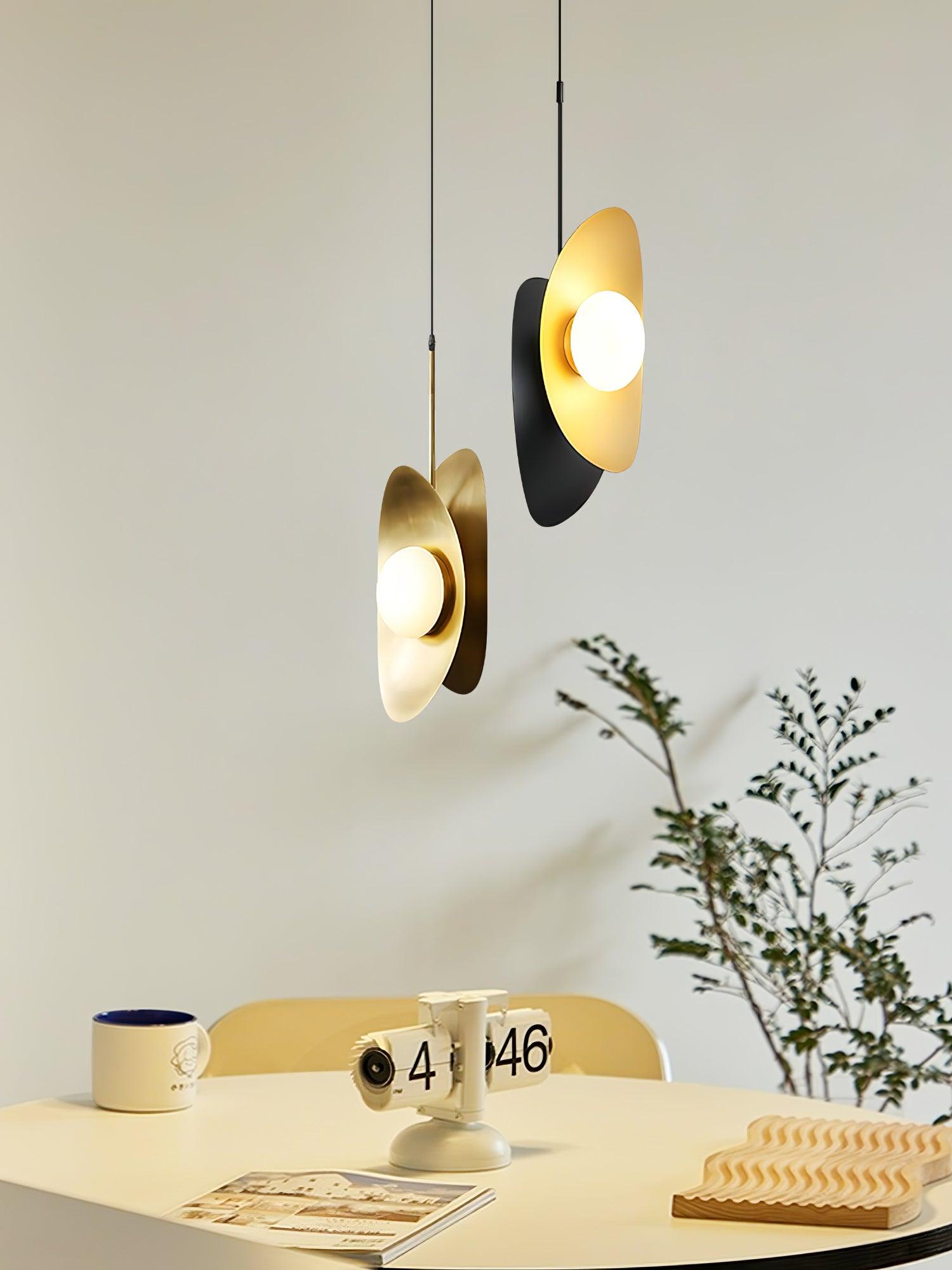 Modern Golden Petal Pendant Light with White Glass Globe Shade for Elegant Home Decor