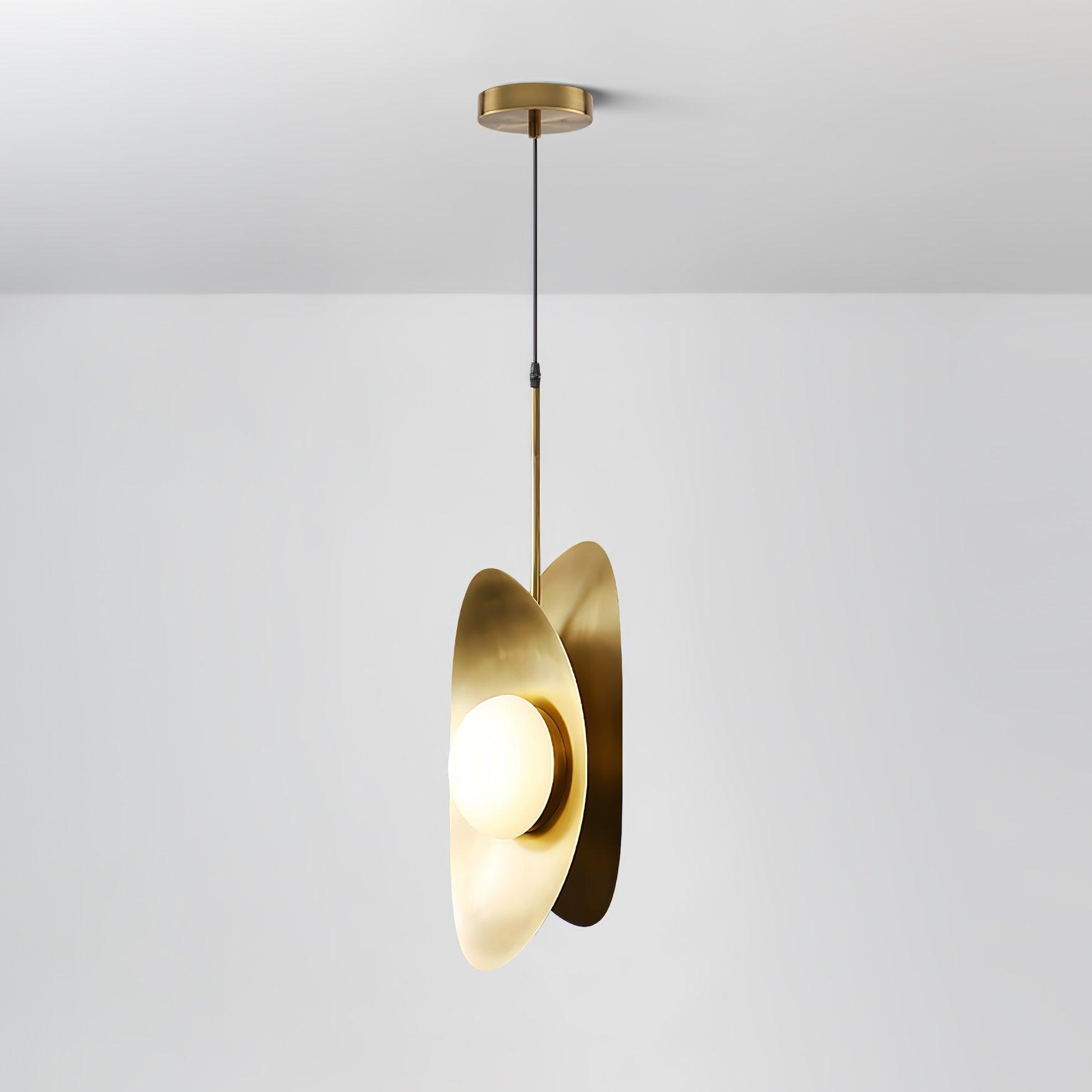 Modern Golden Petal Pendant Light with White Glass Globe Shade for Elegant Home Decor