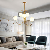 Modern Gooseneck Glass Globe Chandelier Mid Century Industrial Ceiling Light Fixture