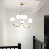Modern Gooseneck Glass Globe Chandelier Mid Century Industrial Ceiling Light Fixture