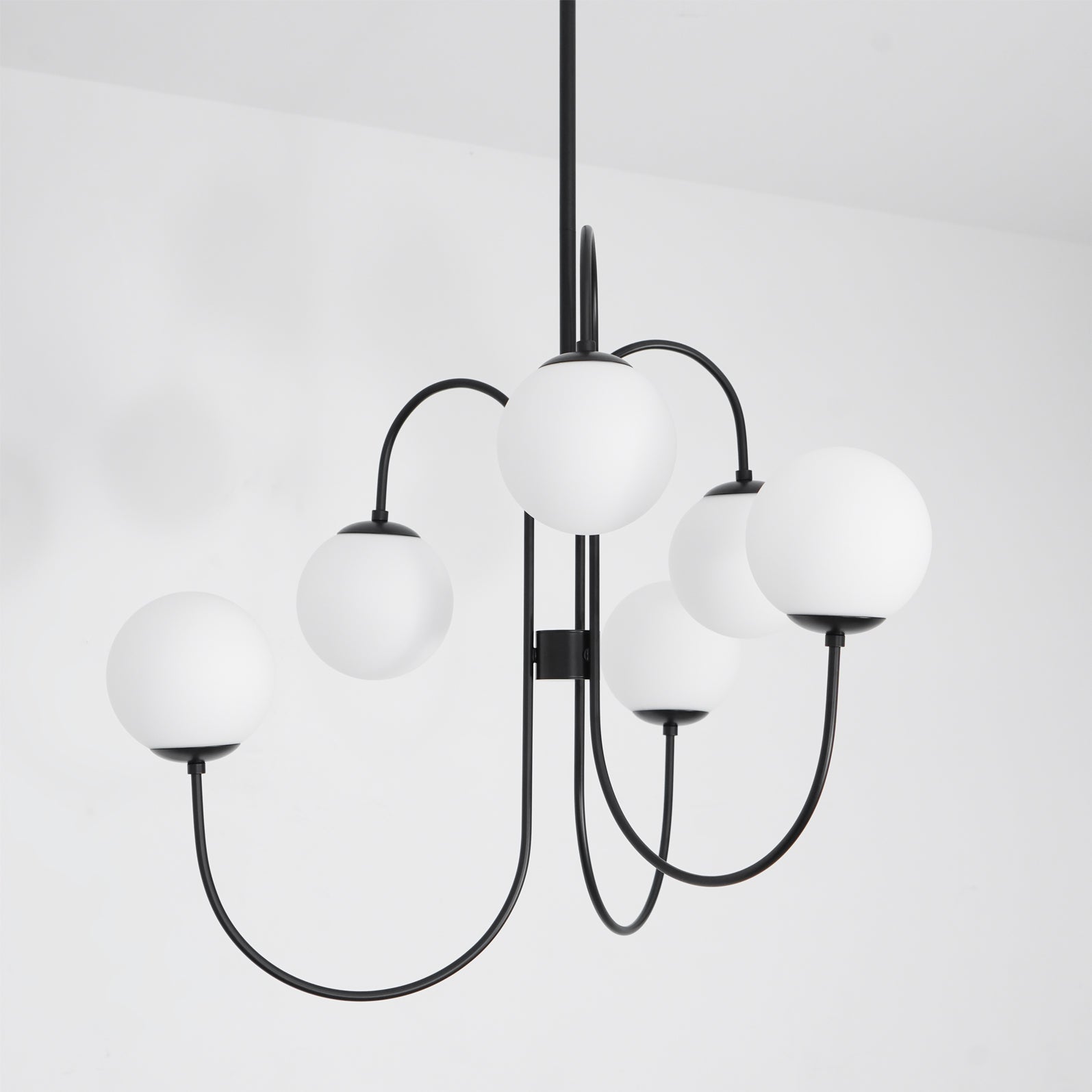 Modern Gooseneck Glass Globe Chandelier Mid Century Industrial Ceiling Light Fixture