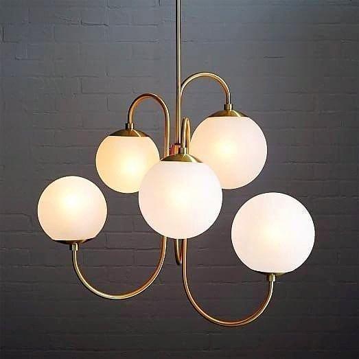 Modern Gooseneck Glass Globe Chandelier Mid Century Industrial Ceiling Light Fixture