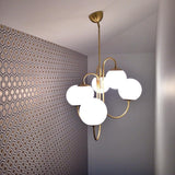 Modern Gooseneck Glass Globe Chandelier Mid Century Industrial Ceiling Light Fixture