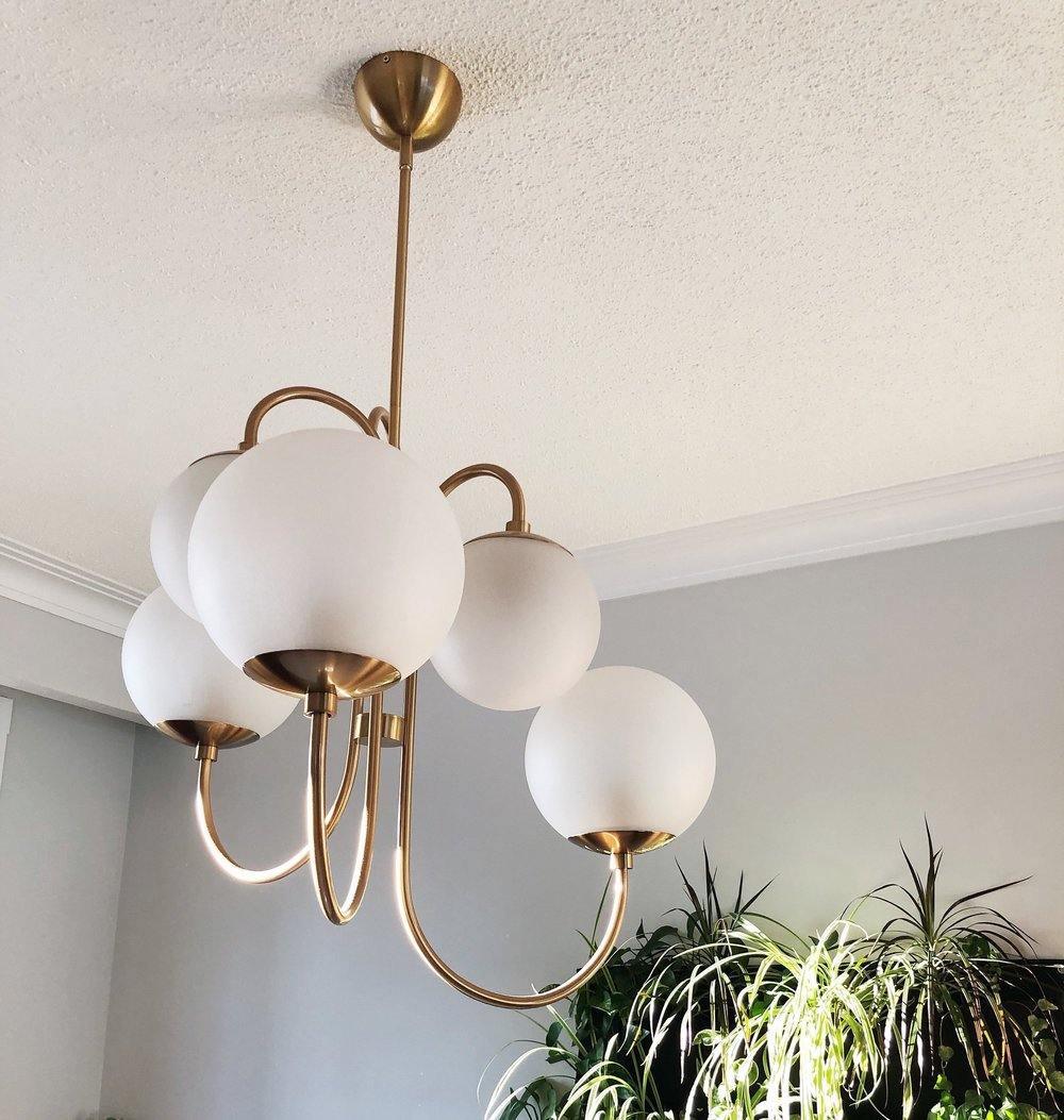 Modern Gooseneck Glass Globe Chandelier Mid Century Industrial Ceiling Light Fixture