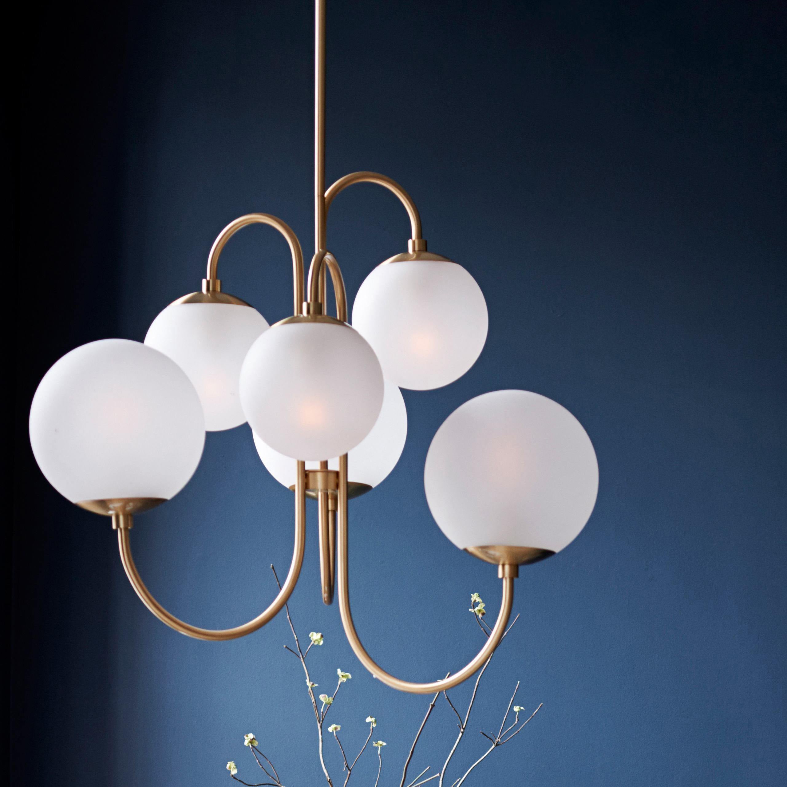 Modern Gooseneck Glass Globe Chandelier Mid Century Industrial Ceiling Light Fixture