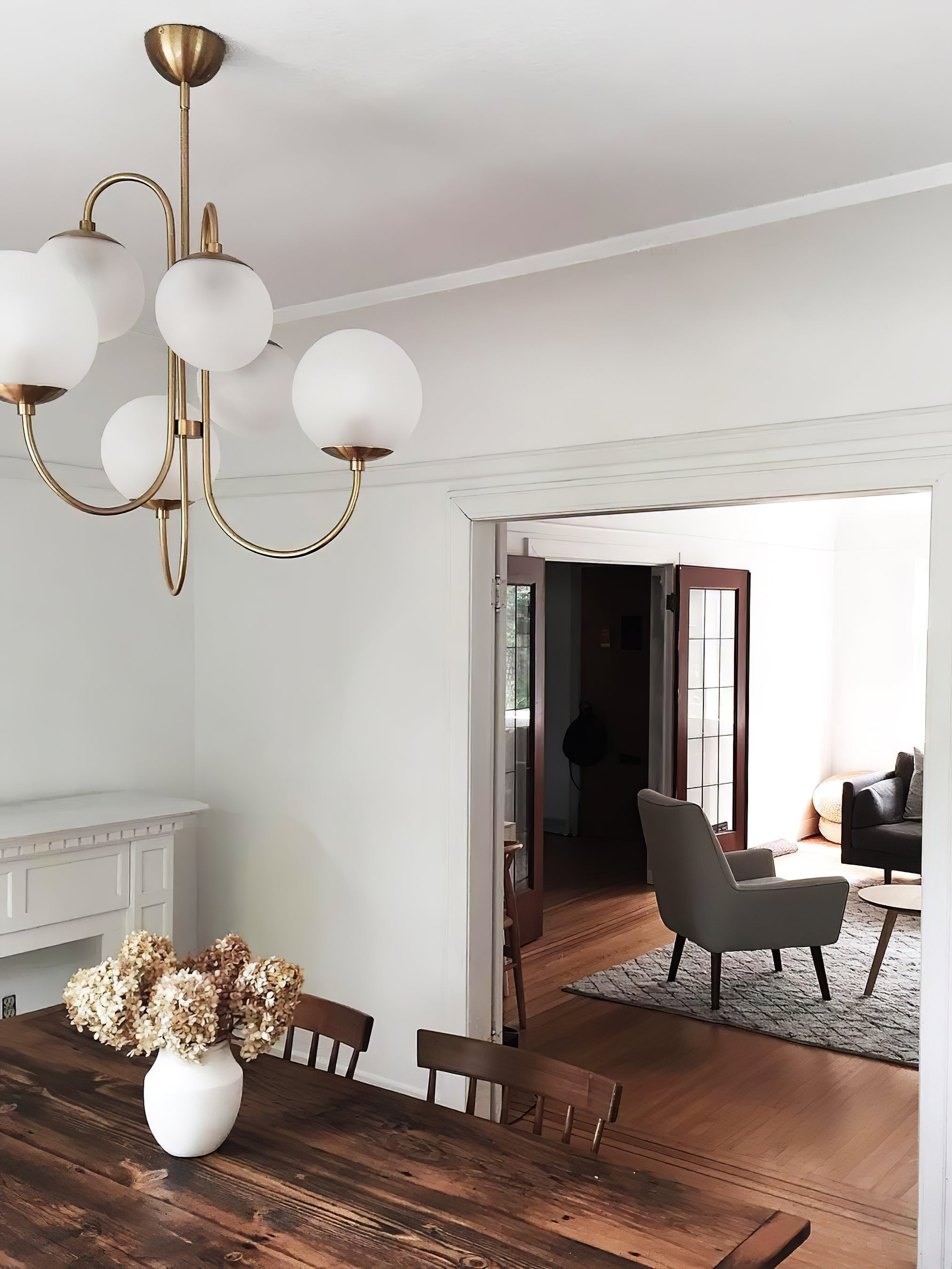 Modern Gooseneck Glass Globe Chandelier Mid Century Industrial Ceiling Light Fixture