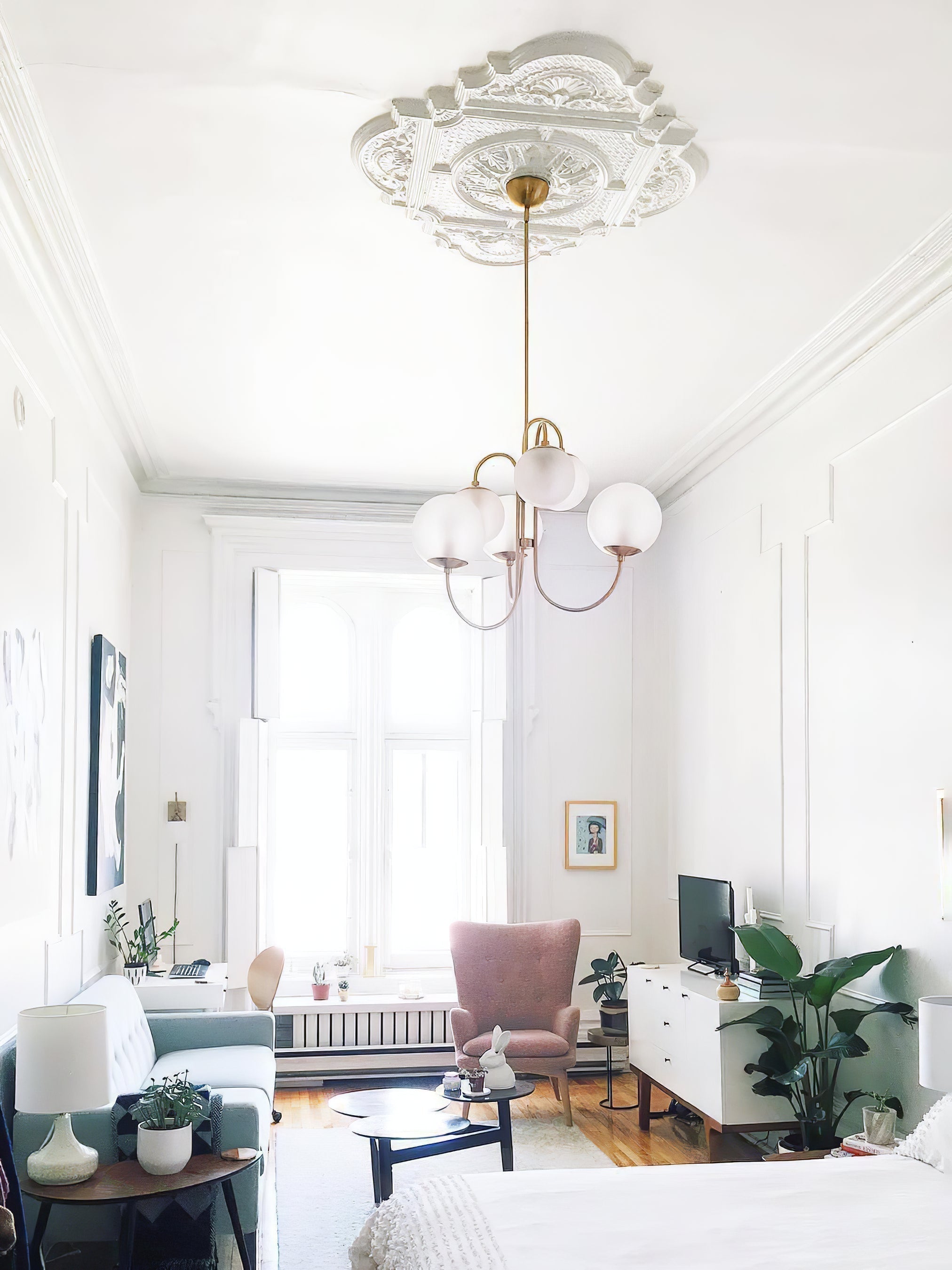 Modern Gooseneck Glass Globe Chandelier Mid Century Industrial Ceiling Light Fixture
