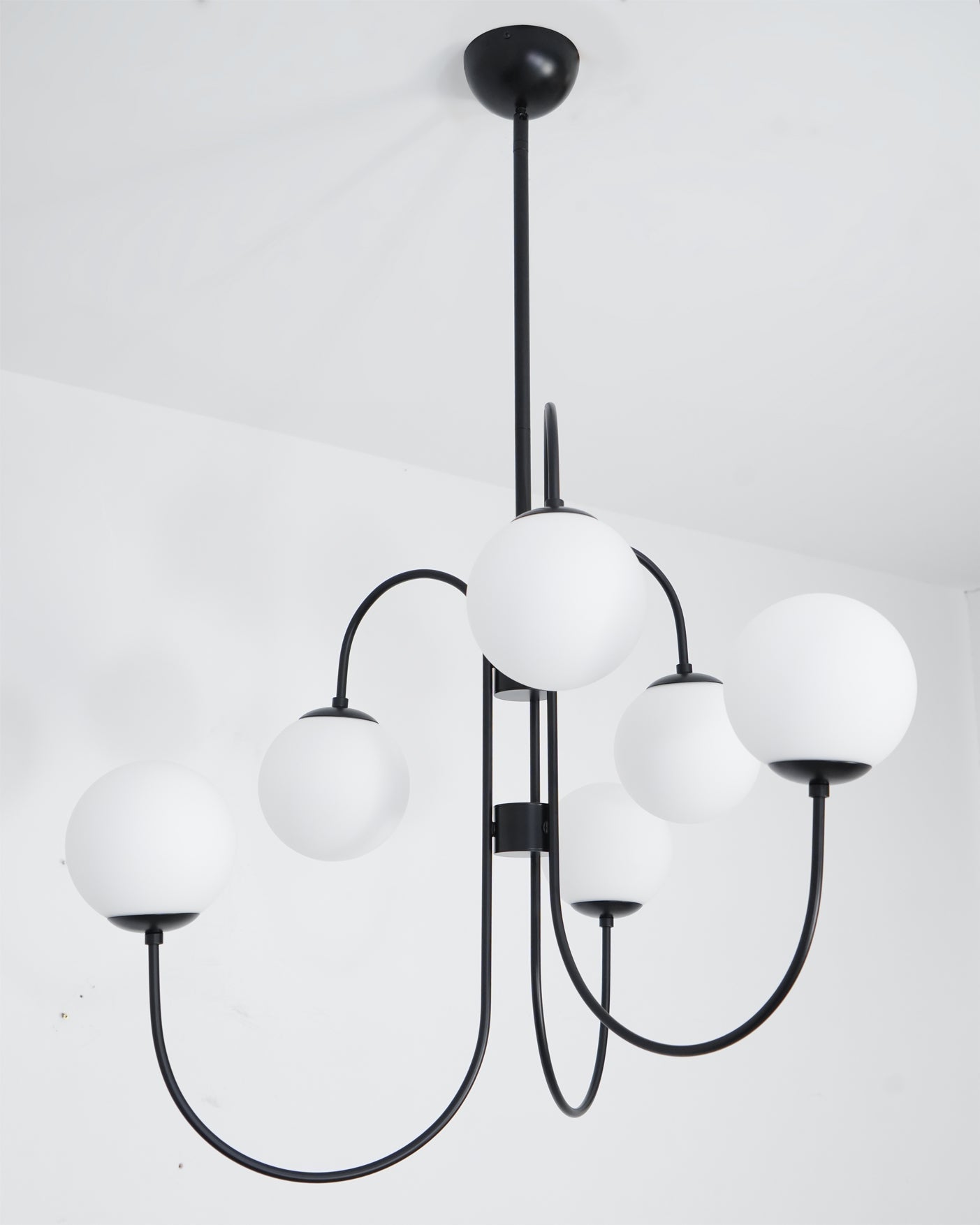 Modern Gooseneck Glass Globe Chandelier Mid Century Industrial Ceiling Light Fixture