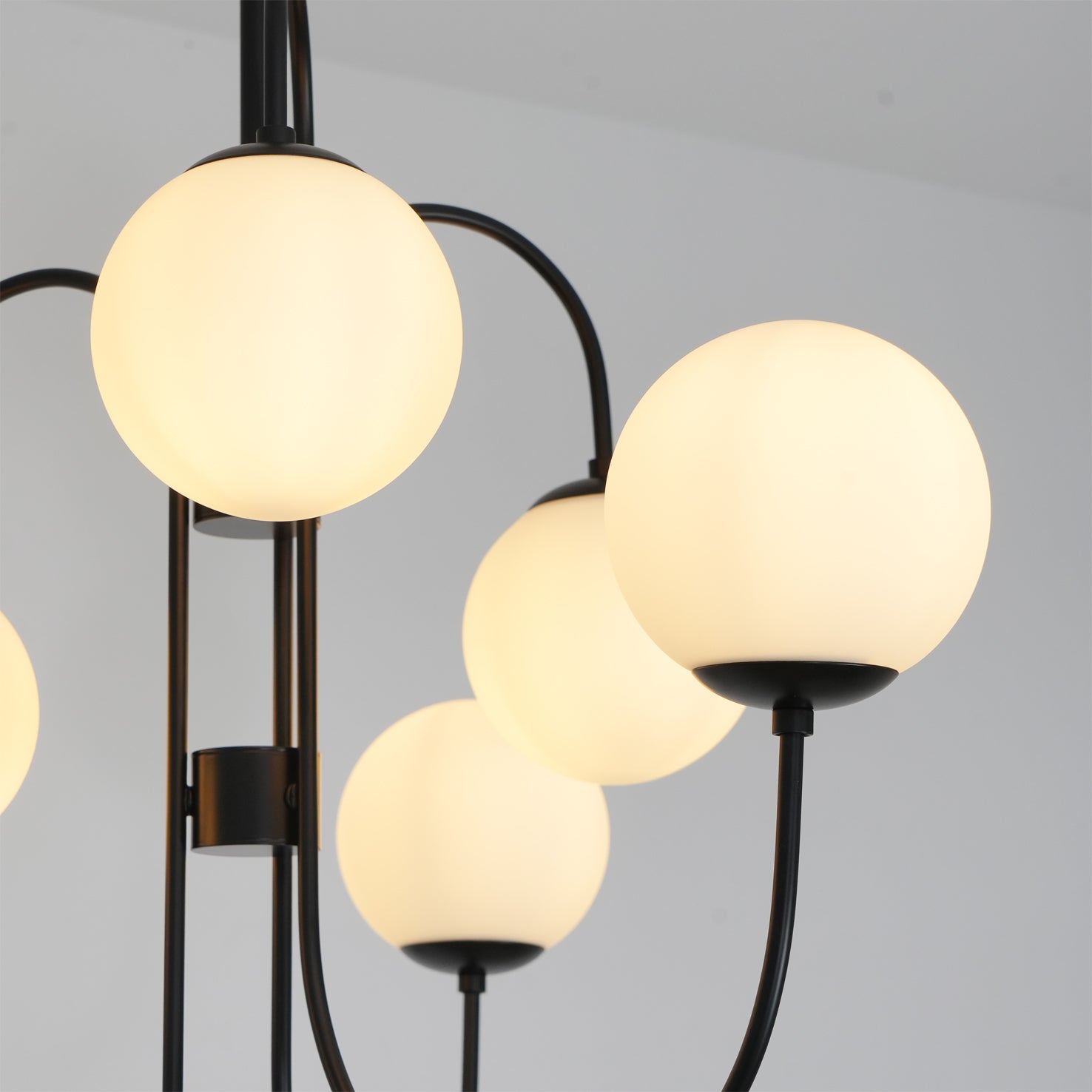 Modern Gooseneck Glass Globe Chandelier Mid Century Industrial Ceiling Light Fixture