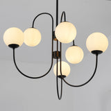 Modern Gooseneck Glass Globe Chandelier Mid Century Industrial Ceiling Light Fixture