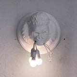 Modern Gorilla Head Wall Sconce Resin Animal Sculpture Three Light Fixture for Indoor Use