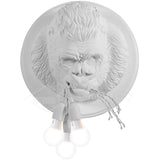 Modern Gorilla Head Wall Sconce Resin Animal Sculpture Three Light Fixture for Indoor Use