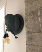 Modern Gorilla Head Wall Sconce Resin Animal Sculpture Three Light Fixture for Indoor Use