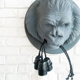 Modern Gorilla Head Wall Sconce Resin Animal Sculpture Three Light Fixture for Indoor Use