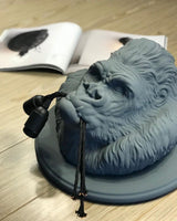 Modern Gorilla Head Wall Sconce Resin Animal Sculpture Three Light Fixture for Indoor Use