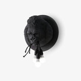 Modern Gorilla Head Wall Sconce Resin Animal Sculpture Three Light Fixture for Indoor Use