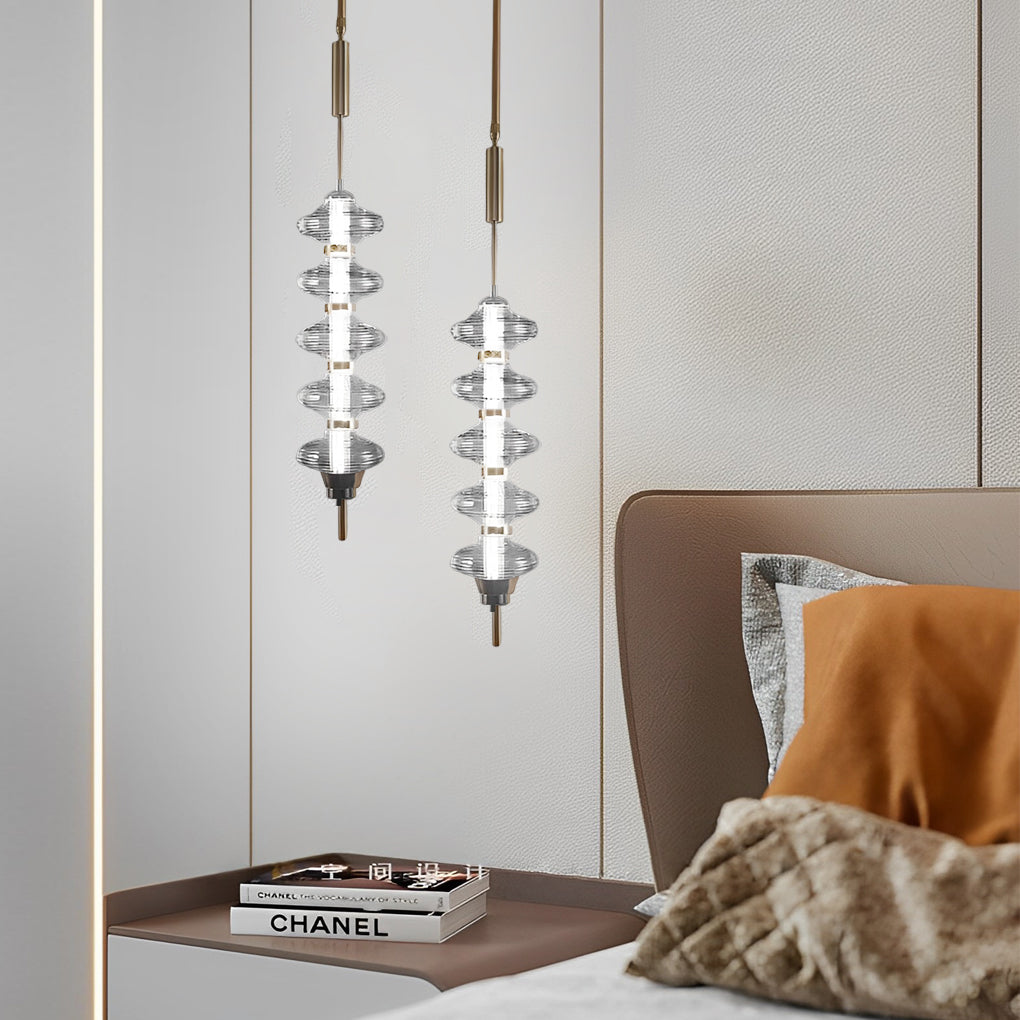 Modern Gourd Glass LED Pendant Light Minimalist Metal Chandelier for Bedroom and Living Room