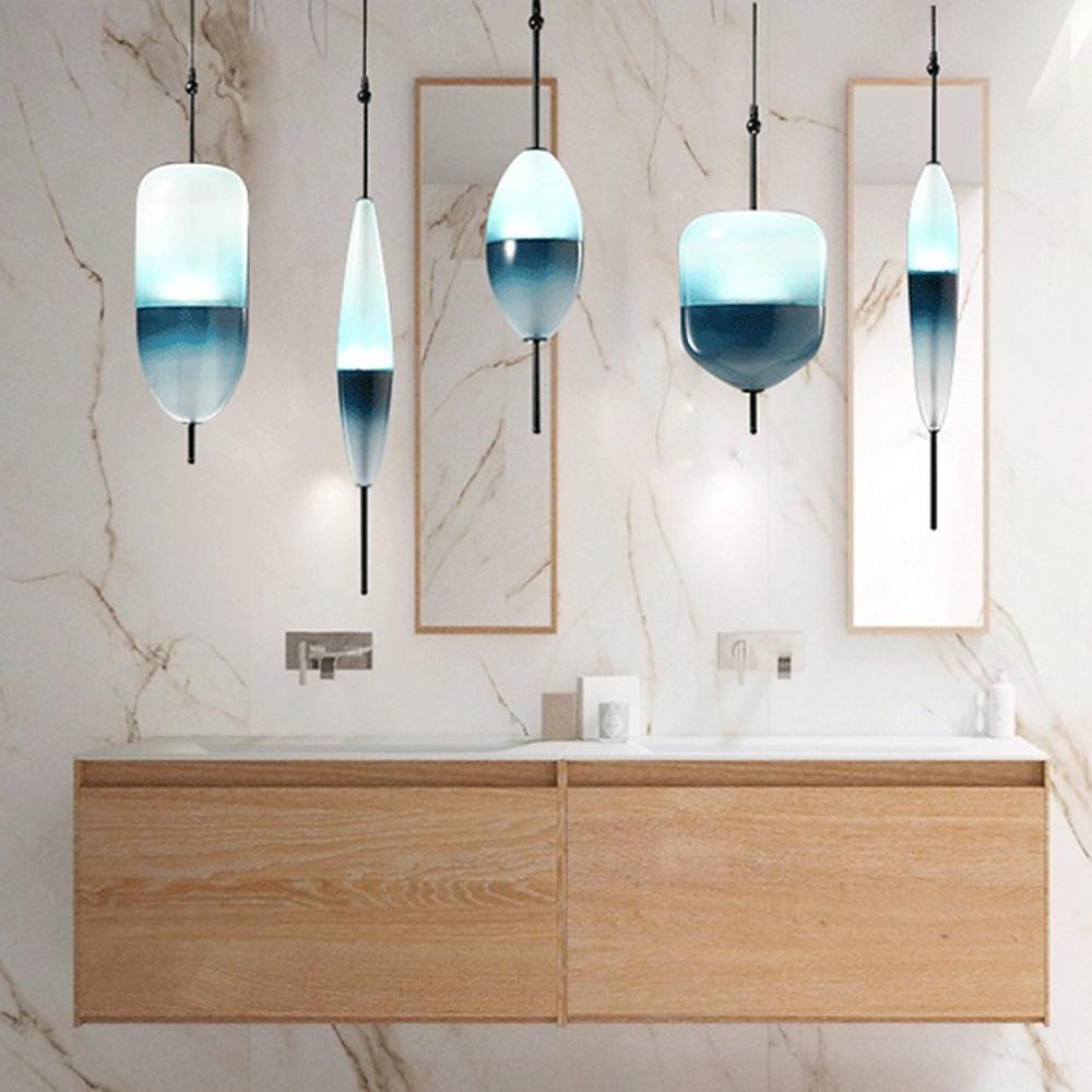 Modern Gradient Blue Glass Mini Pendant Light for Living Room Kitchen and Dining