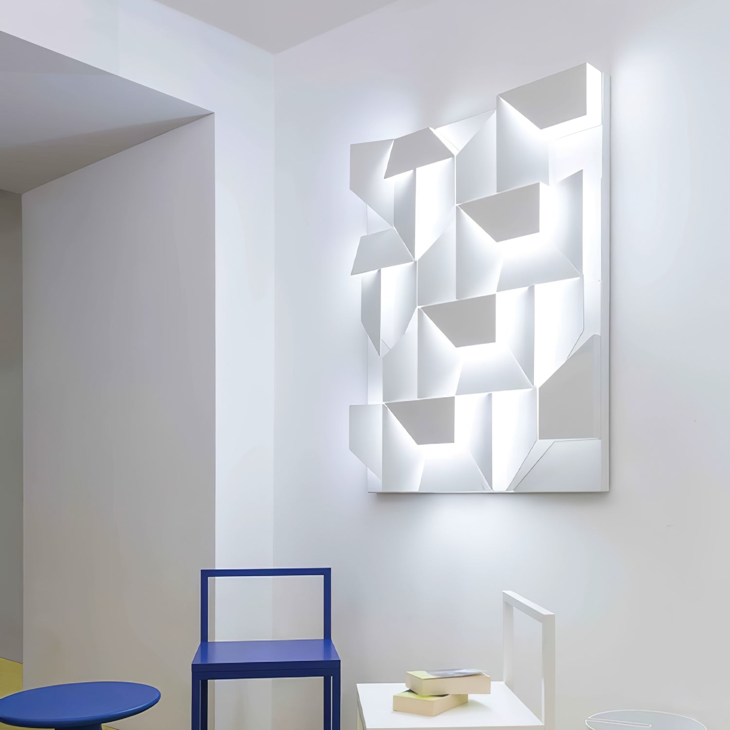 Modern Grand Shadow LED Wall Sconce Aluminum Diffused Indoor Light Matte White