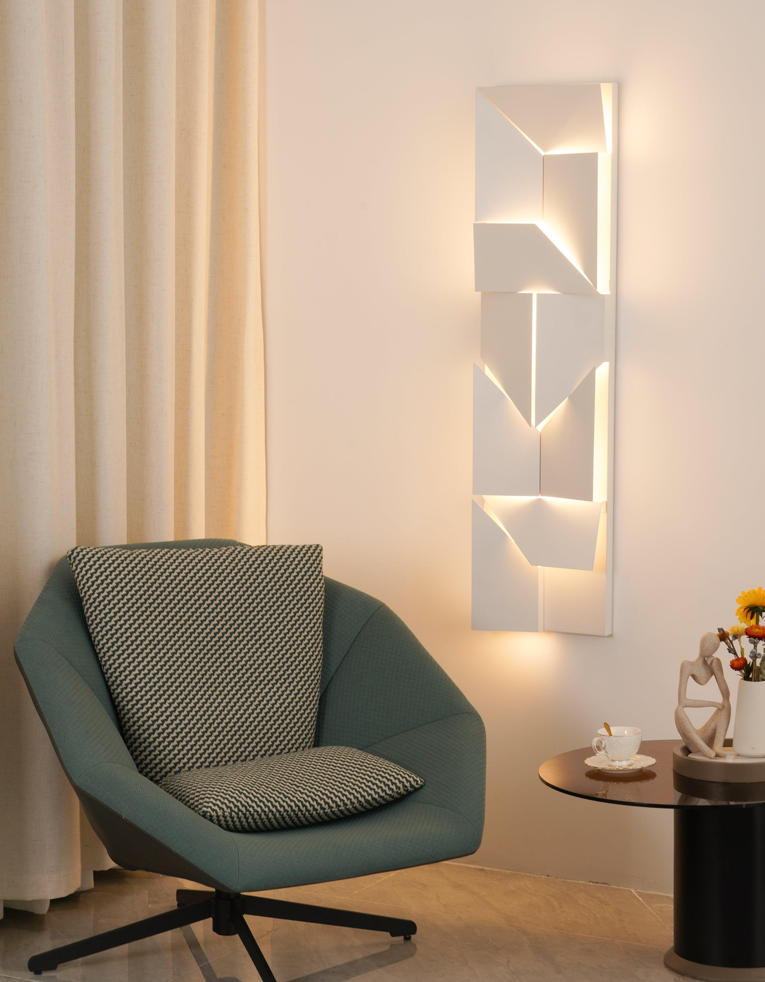Modern Grand Shadow LED Wall Sconce Aluminum Diffused Indoor Light Matte White