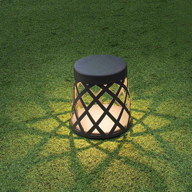 Modern Gray Aluminum LED Outdoor Post Light Waterproof Stool Shaped Landscape Lantern