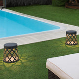 Modern Gray Aluminum LED Outdoor Post Light Waterproof Stool Shaped Landscape Lantern