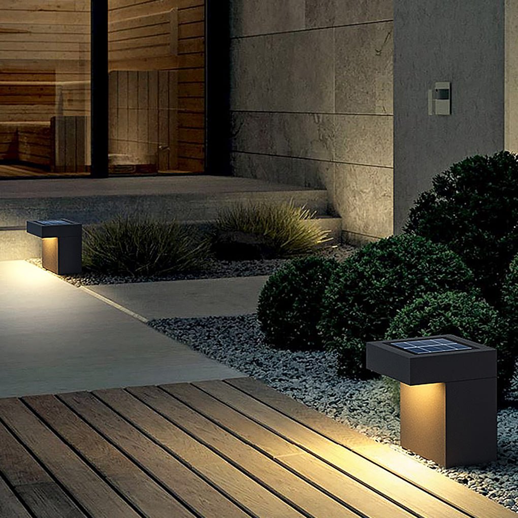 Modern Gray LED Outdoor Path Light Waterproof Landscape Garden Bollard Post Lamp for Yard