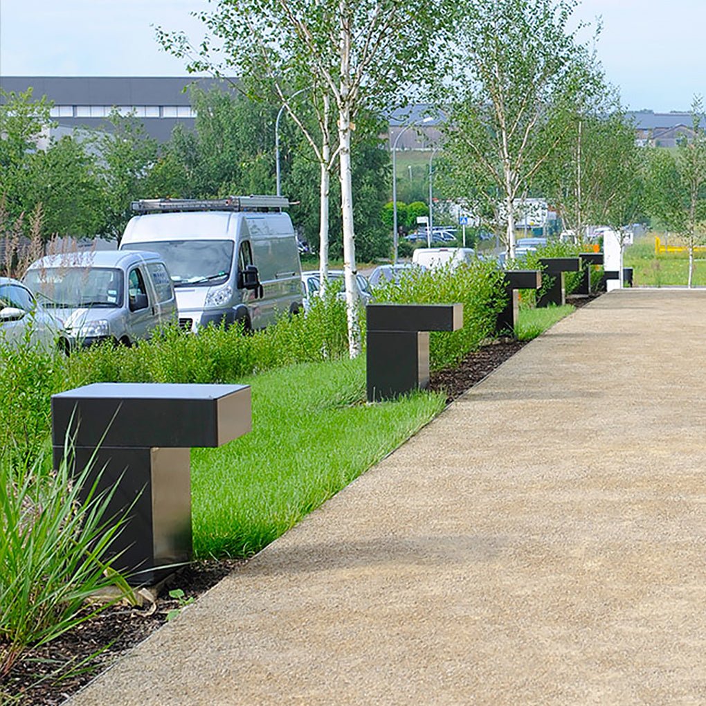 Modern Gray LED Outdoor Path Light Waterproof Landscape Garden Bollard Post Lamp for Yard