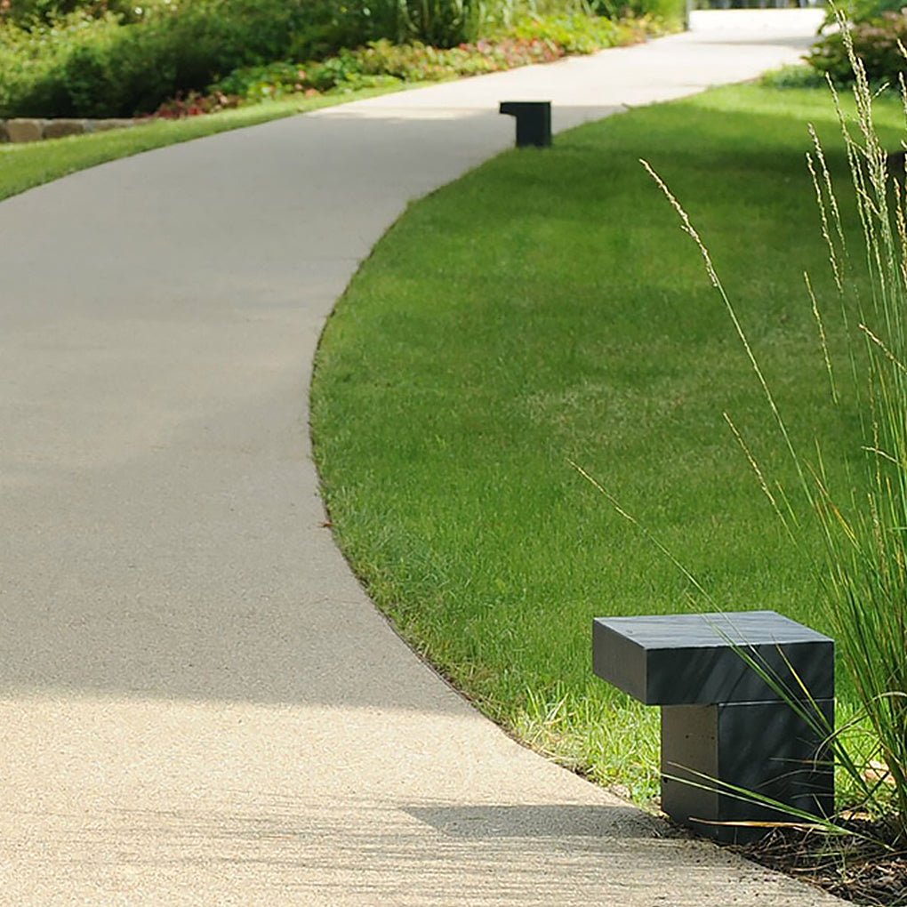 Modern Gray LED Outdoor Path Light Waterproof Landscape Garden Bollard Post Lamp for Yard