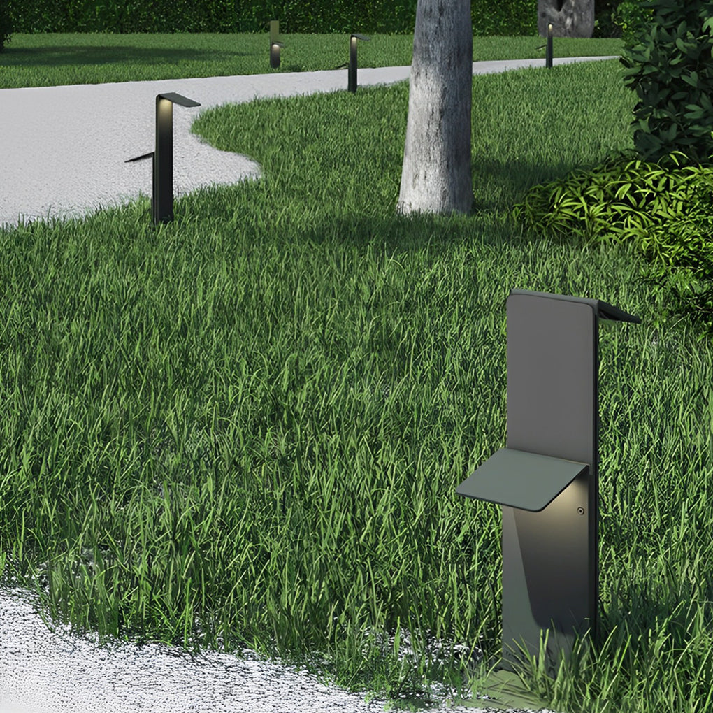 Modern Gray Rectangular LED Solar Pathway Lights Waterproof Outdoor Landscape Garden Lighting