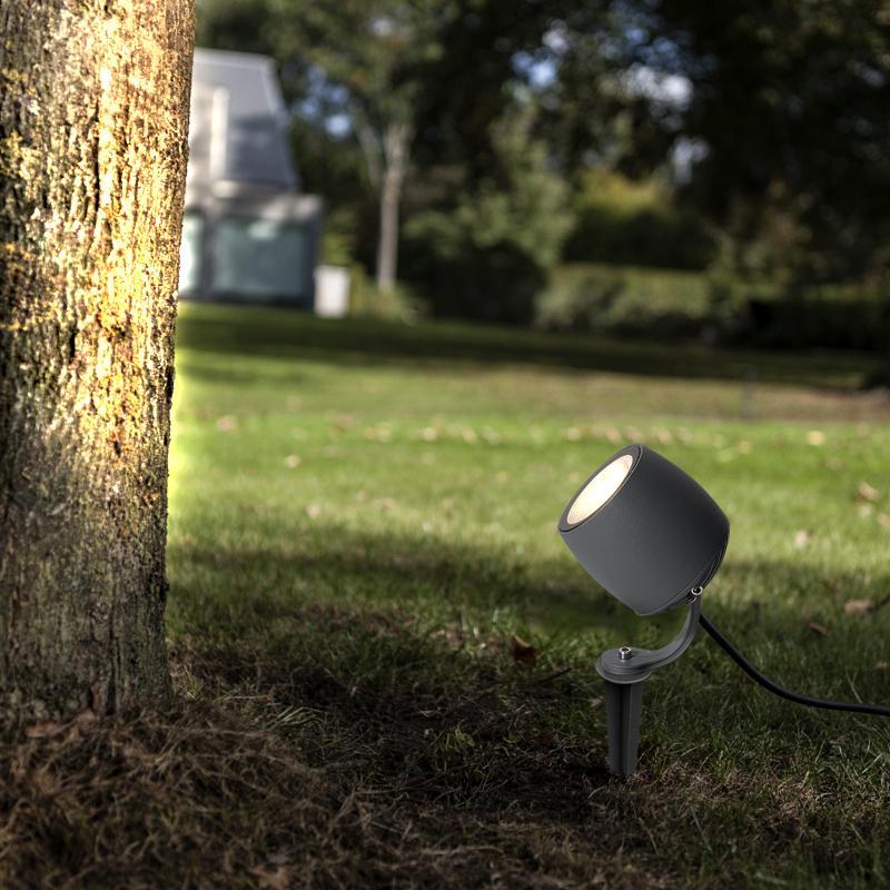 Modern Gray Round LED Garden Spotlight IP66 Waterproof Outdoor Tree and Lawn Light