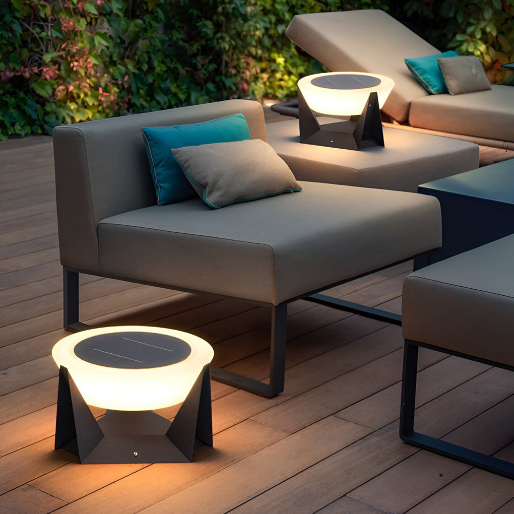 Modern Gray Solar LED Outdoor Post Light Waterproof Stainless Steel Pillar Lamp
