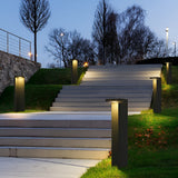 Modern Gray Solar Powered LED Outdoor Post Lights Waterproof Landscape Pathway Lighting for Gardens