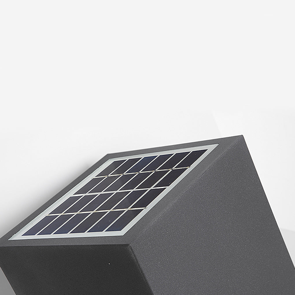 Modern Gray Solar Powered LED Outdoor Post Lights Waterproof Landscape Pathway Lighting for Gardens