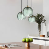 Modern Green Leaf Textured Glass Pendant Light for Kitchen Island and Dining Room