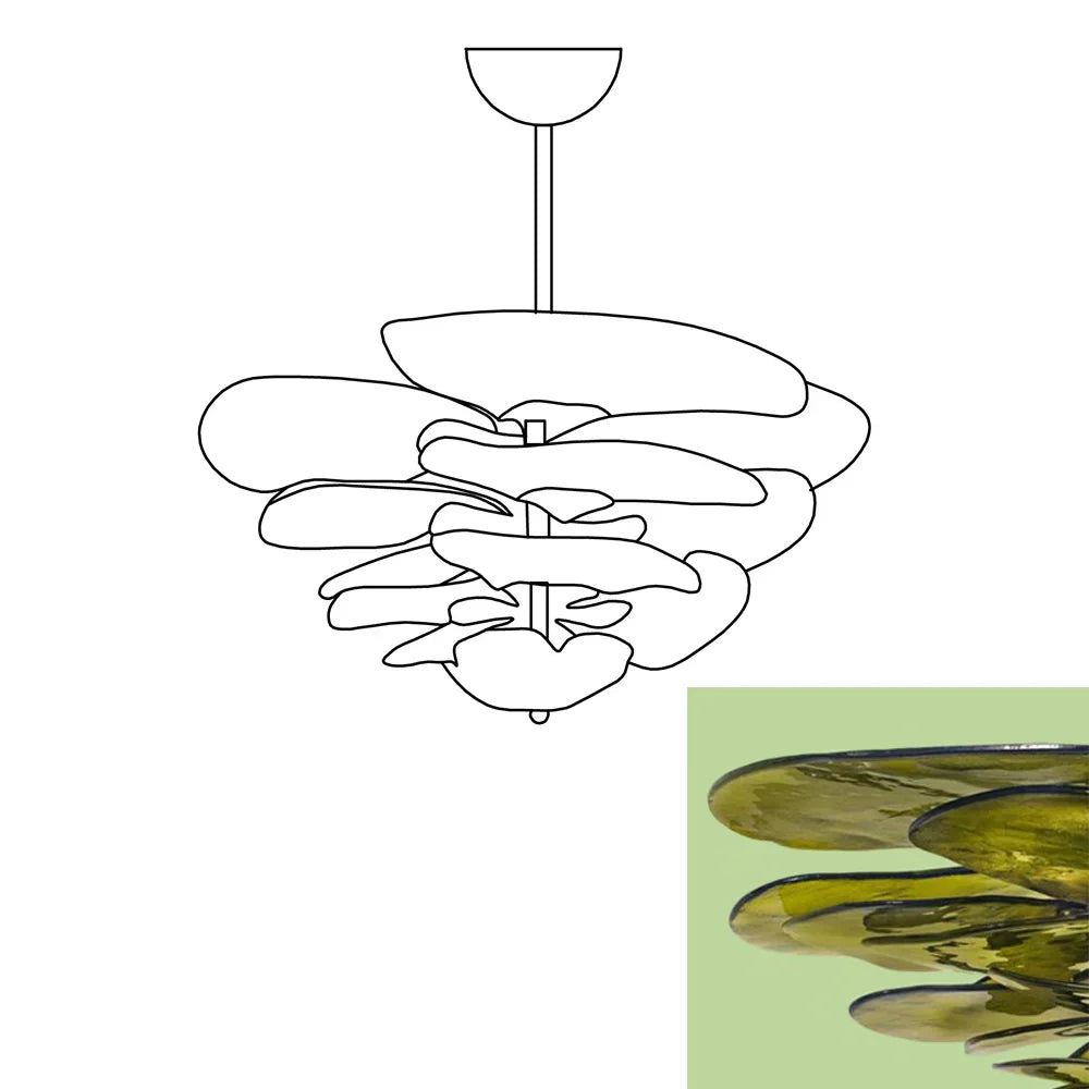 modern-green-textured-glass-leaf-chandelier-with-brass-finish-luxury-lilypad-petal-pendant-light