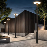 Modern Grey LED Outdoor Pole Light Waterproof Round Garden Landscape Post Lantern 60W