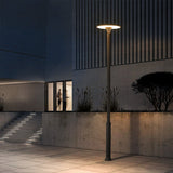 Modern Grey LED Outdoor Pole Light Waterproof Round Garden Landscape Post Lantern 60W