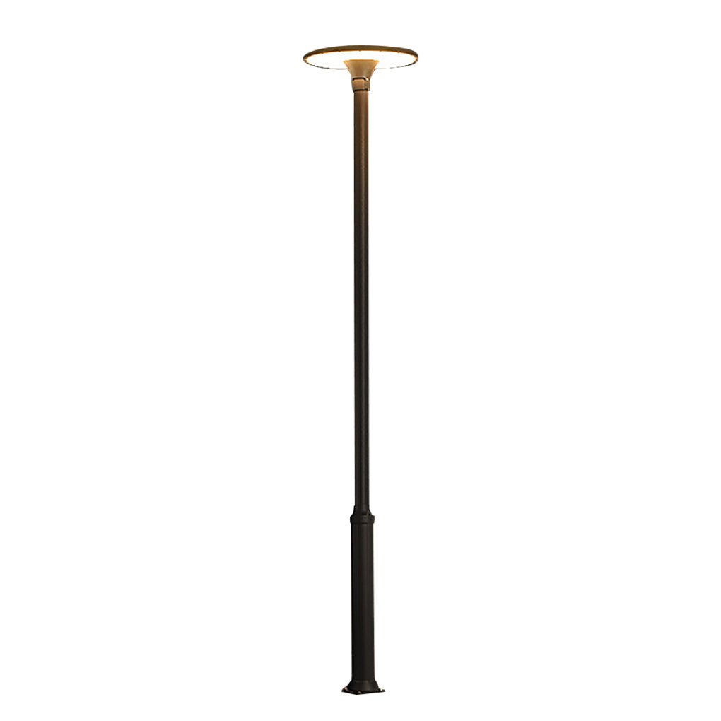 Modern Grey LED Outdoor Pole Light Waterproof Round Garden Landscape Post Lantern 60W