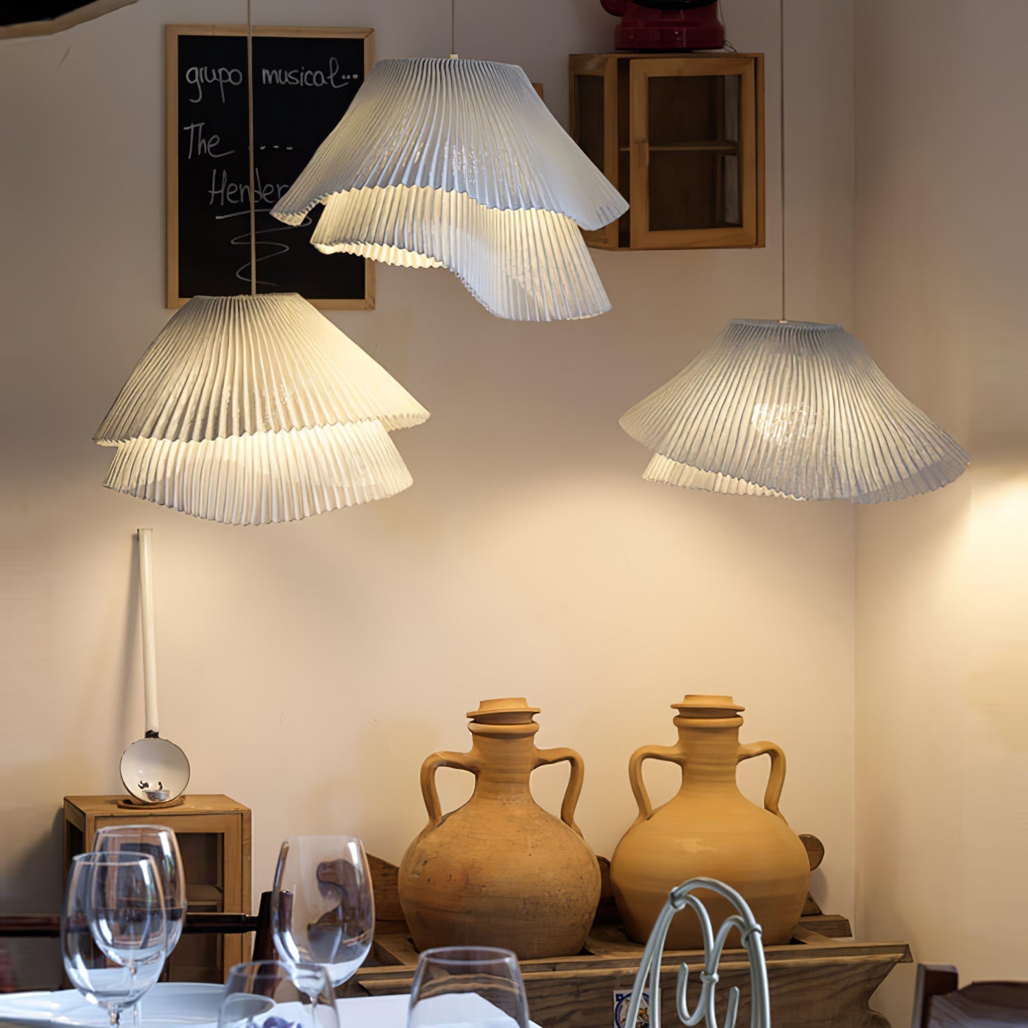 modern-grey-stainless-steel-pleated-mesh-pendant-light-with-integrated-led