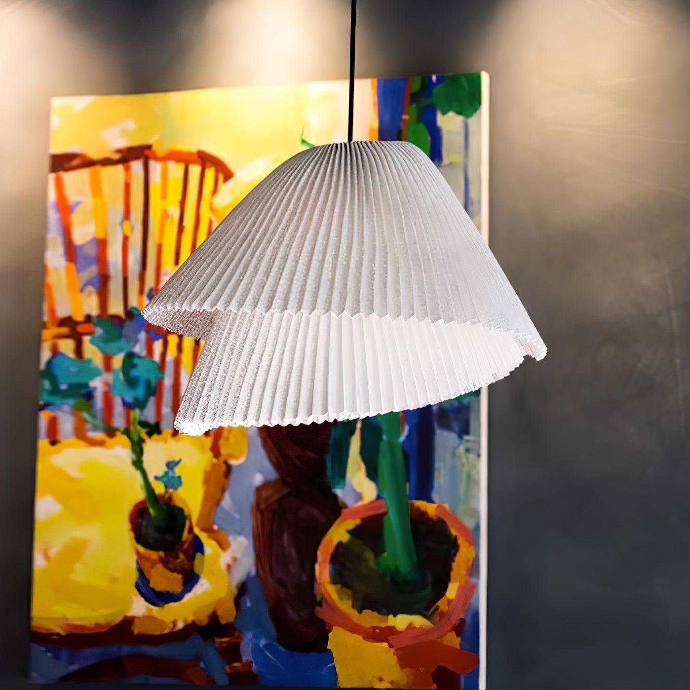 modern-grey-stainless-steel-pleated-mesh-pendant-light-with-integrated-led