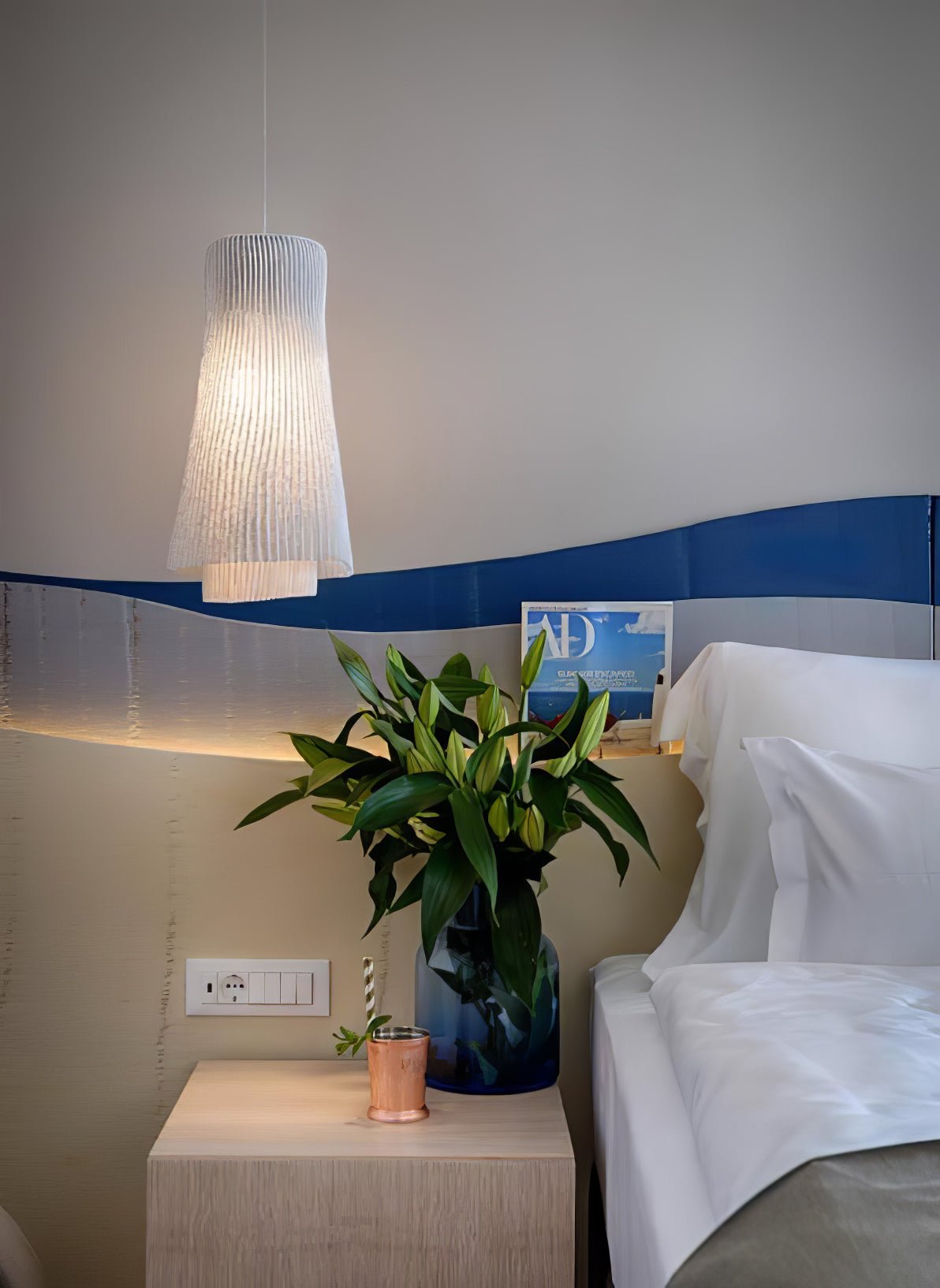 modern-grey-stainless-steel-pleated-mesh-pendant-light-with-integrated-led