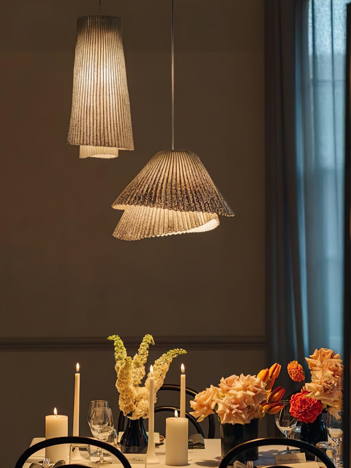 modern-grey-stainless-steel-pleated-mesh-pendant-light-with-integrated-led