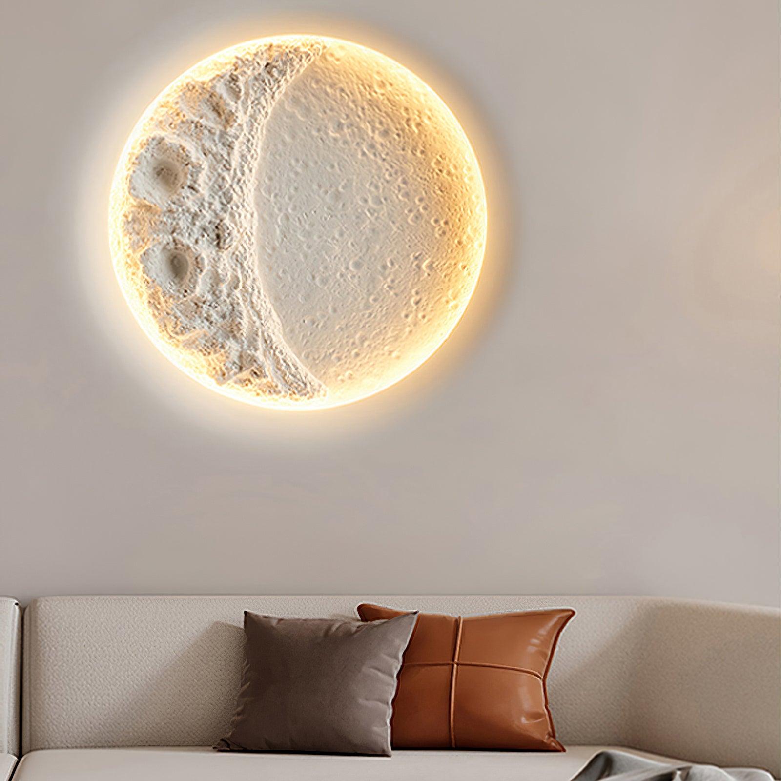 Modern Gypsum Moon Texture LED Wall Sconce for Artistic Interior Decor